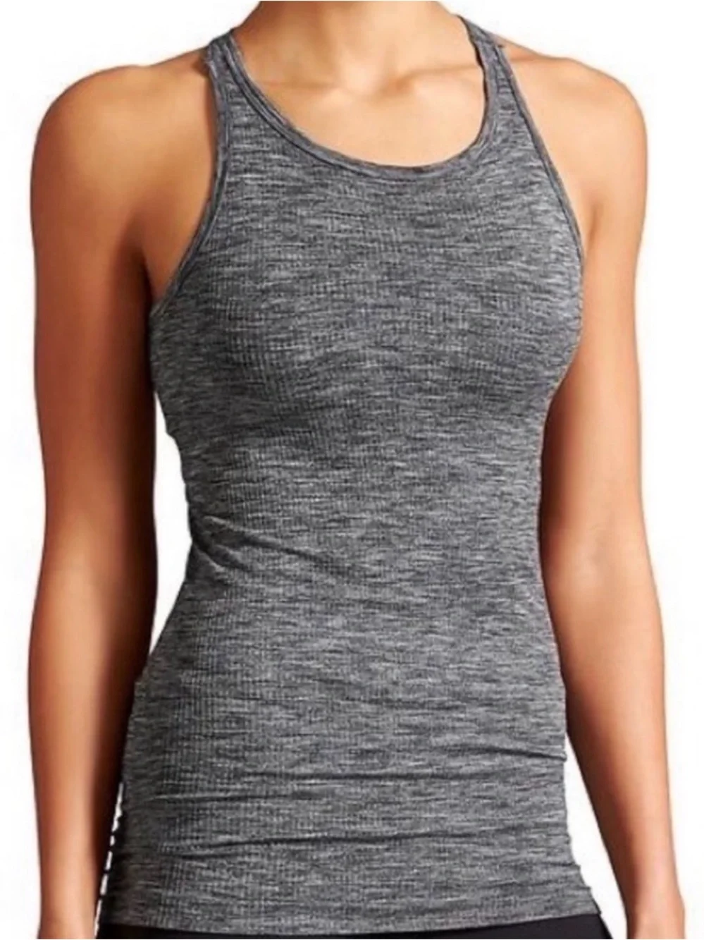 Athleta Tank Top Womens M Medium Gray Renew Seamless Racerback Fitted Stretch
